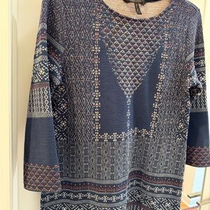 BCBGMaxAzria Geometric Long Sleeve Top